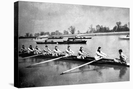 The Inter-Varsity Boat-Race: the Crews at Practice-null-Stretched Canvas