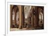 The Interior of a Gothic Cathedral with Townsfolk and Pigrims-Pieter Neeffs, the Elder-Framed Premium Giclee Print