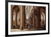 The Interior of a Gothic Cathedral with Townsfolk and Pigrims-Pieter Neeffs, the Elder-Framed Premium Giclee Print