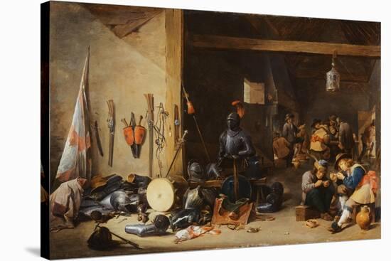 The Interior of a Guardroom, C.1640S-David Teniers the Younger-Stretched Canvas