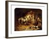 The Interior of a Stable with a Dapple Grey Horse, Ducks, Goats, and a Cockerel by a Manger-John Frederick Herring I-Framed Giclee Print