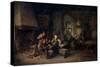 The Interior of an Inn with Nine Peasants and a Hurdy-Gurdy Player, 1653-Adriaen Van Ostade-Stretched Canvas