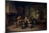 The Interior of an Inn with Nine Peasants and a Hurdy-Gurdy Player, 1653-Adriaen Van Ostade-Mounted Giclee Print
