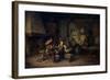 The Interior of an Inn with Nine Peasants and a Hurdy-Gurdy Player, 1653-Adriaen Van Ostade-Framed Giclee Print