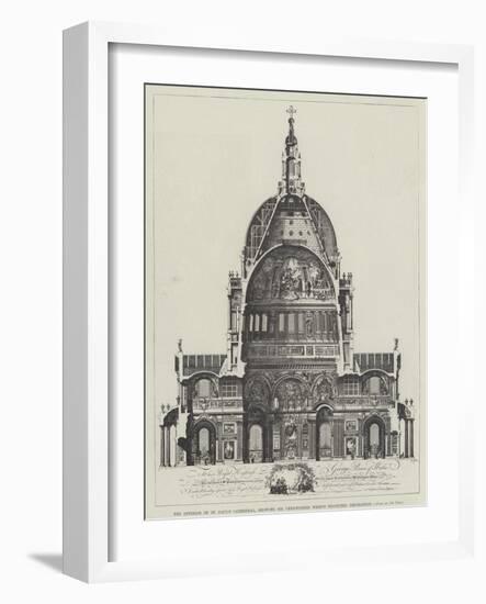 The Interior of St Paul's Cathedral, Showing Sir Christopher Wren's Projected Decoration-null-Framed Giclee Print