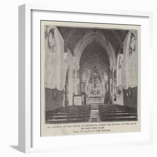 The Interior of the Chapel at Weybridge, Where the Funeral of the Comte De Paris Took Place-null-Framed Giclee Print