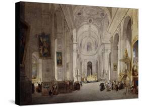 The Interior of the Church of St. Sulpice, Paris-John Scarlett Davis-Stretched Canvas