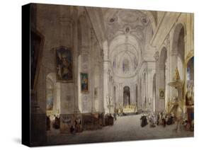 The Interior of the Church of St. Sulpice, Paris-John Scarlett Davis-Stretched Canvas