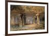 The Interior of the Great Cave, Elephanta, Bombay, 19th Century (Pencil, W/C)-Thomas J. Rawlins-Framed Giclee Print