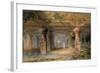 The Interior of the Great Cave, Elephanta, Bombay, 19th Century (Pencil, W/C)-Thomas J. Rawlins-Framed Giclee Print