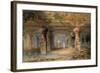 The Interior of the Great Cave, Elephanta, Bombay, 19th Century (Pencil, W/C)-Thomas J. Rawlins-Framed Giclee Print