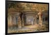 The Interior of the Great Cave, Elephanta, Bombay, 19th Century (Pencil, W/C)-Thomas J. Rawlins-Framed Giclee Print