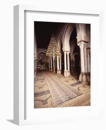 The interior of the Great Mosque at Kairouan-Werner Forman-Framed Giclee Print