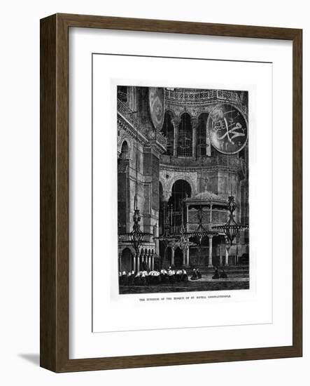 The Interior of the Mosque of Santa Sophia, Constantinople, Turkey, 19th Century-null-Framed Giclee Print