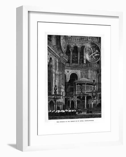 The Interior of the Mosque of Santa Sophia, Constantinople, Turkey, 19th Century-null-Framed Giclee Print