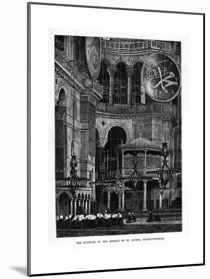 The Interior of the Mosque of Santa Sophia, Constantinople, Turkey, 19th Century-null-Mounted Giclee Print