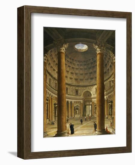 The Interior of the Pantheon, Rome, Looking North from the Main Altar to the Entrance, 1732-Giovanni Paolo Pannini-Framed Giclee Print