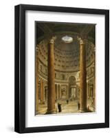 The Interior of the Pantheon, Rome, Looking North from the Main Altar to the Entrance, 1732-Giovanni Paolo Pannini-Framed Giclee Print