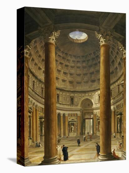 The Interior of the Pantheon, Rome, Looking North from the Main Altar to the Entrance, 1732-Giovanni Paolo Pannini-Stretched Canvas