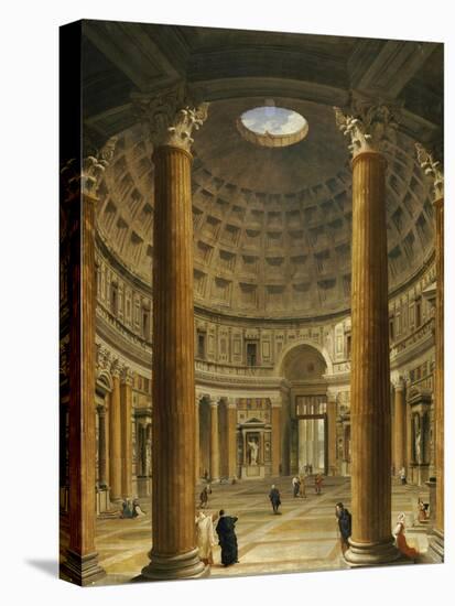 The Interior of the Pantheon, Rome, Looking North from the Main Altar to the Entrance, 1732-Giovanni Paolo Pannini-Stretched Canvas