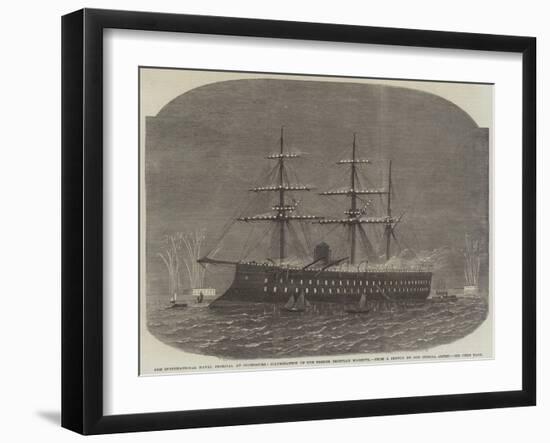 The International Naval Festival at Cherbourg, Illumination of the French Ironclad Magenta-null-Framed Giclee Print