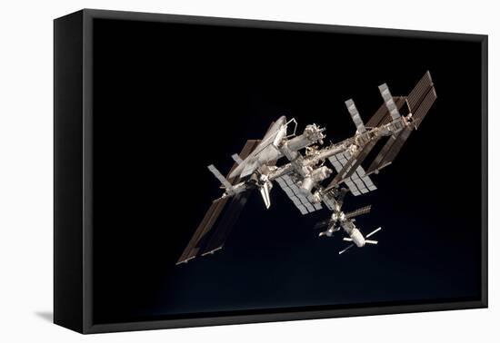 The International Space Station and Docked Space Shuttle Endeavour-null-Framed Stretched Canvas