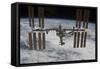 The International Space Station Backdropped Against Clouds over Earth-null-Framed Stretched Canvas