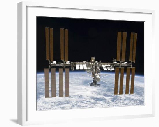 The International Space Station in Orbit Above Earth-Stocktrek Images-Framed Photographic Print