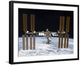 The International Space Station in Orbit Above Earth-Stocktrek Images-Framed Photographic Print