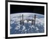 The International Space Station in Orbit Above the Earth-null-Framed Photographic Print