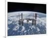 The International Space Station in Orbit Above the Earth-null-Framed Photographic Print