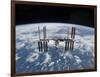 The International Space Station in Orbit Above the Earth-null-Framed Photographic Print