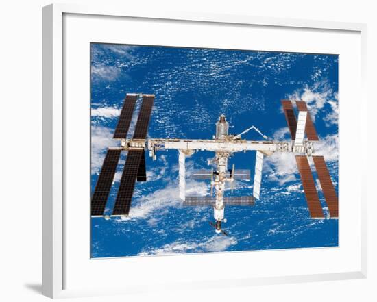 The International Space Station Moves Away from Space Shuttle Endeavour August 19, 2007-Stocktrek Images-Framed Photographic Print