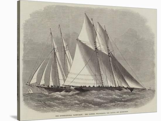 The International Yacht-Race, the Cambria Weathering the Sappho Off Bonchurch-Edwin Weedon-Stretched Canvas