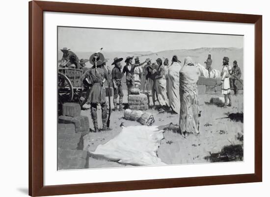 The Interpreter Waved at the Youth, C.1900-Frederic Remington-Framed Giclee Print