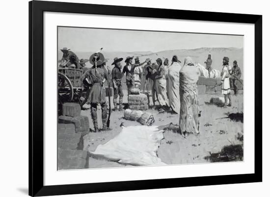 The Interpreter Waved at the Youth, C.1900-Frederic Remington-Framed Giclee Print