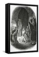 The Interrogation of Esmeralda - Illustration from Notre Dame De Paris, 19th Century-Tony Johannot-Framed Stretched Canvas