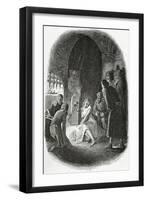 The Interrogation of Esmeralda - Illustration from Notre Dame De Paris, 19th Century-Tony Johannot-Framed Giclee Print