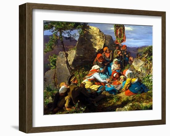 The Interrupted Pilgrimage (The Sick Pilgri), 1858-Ferdinand Georg Waldmüller-Framed Giclee Print