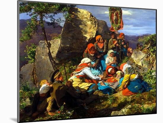 The Interrupted Pilgrimage (The Sick Pilgri), 1858-Ferdinand Georg Waldmüller-Mounted Giclee Print