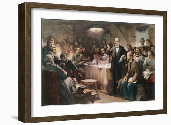 The Intervention of Vladimir Lenin (1870-1924) at the 2nd Congress of the R.S.D.R.P. in 1903-Sergei Arsenevich Vinogradov-Framed Giclee Print