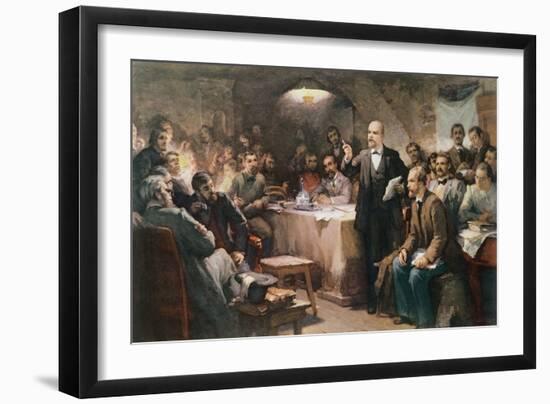 The Intervention of Vladimir Lenin (1870-1924) at the 2nd Congress of the R.S.D.R.P. in 1903-Sergei Arsenevich Vinogradov-Framed Giclee Print