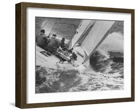 The Intrepid Tipping Into a Sharp Wave-George Silk-Framed Photographic Print