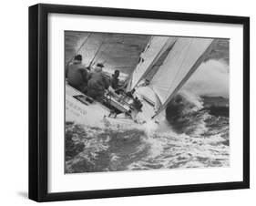 The Intrepid Tipping Into a Sharp Wave-George Silk-Framed Photographic Print