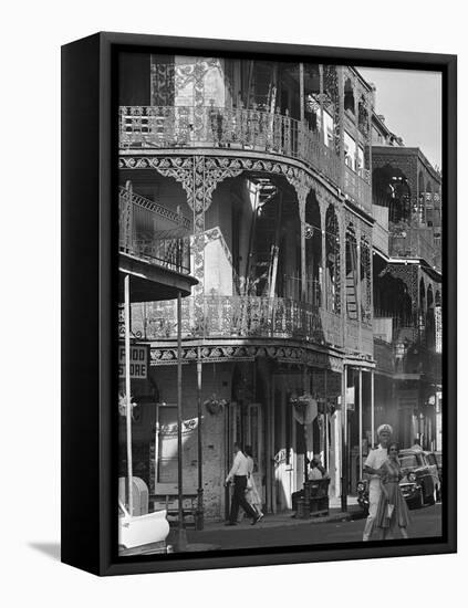 The Intricate Iron Work Balconies of New Orleans' French Quarter-null-Framed Stretched Canvas