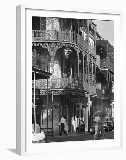 The Intricate Iron Work Balconies of New Orleans' French Quarter-null-Framed Premium Photographic Print