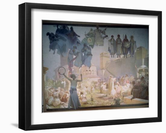 The Introduction of the Slavonic Liturgy, from the 'Slav Epic', 1912-Alphonse Mucha-Framed Giclee Print