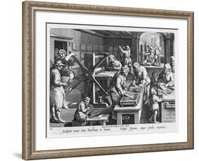 The Invention of Copper Engraving, Plate 20 from 'Nova Reperta'-Jan van der Straet-Framed Giclee Print