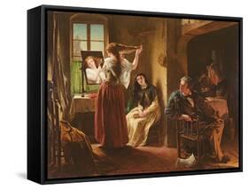 The Invention of the Combing Machine, 1862-Alfred W. Elmore-Framed Stretched Canvas