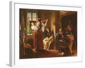 The Invention of the Combing Machine, 1862-Alfred W. Elmore-Framed Giclee Print